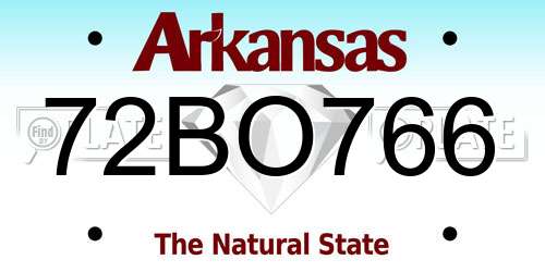 72BO766 Arkansas License Plate