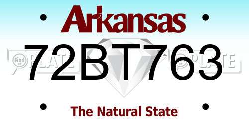 72BT763 Arkansas License Plate