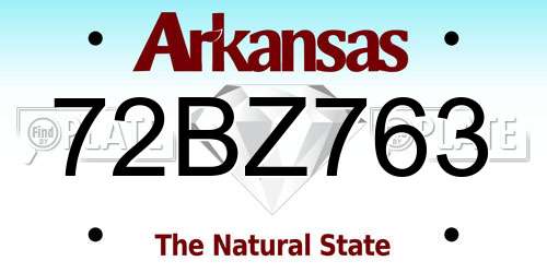 72BZ763 Arkansas License Plate