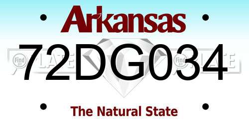 72DG034 Arkansas License Plate