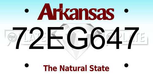 72EG647 Arkansas License Plate