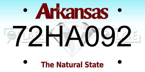 72HA092 Arkansas License Plate
