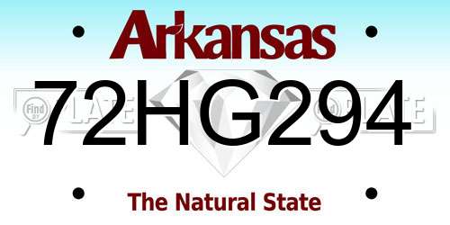 72HG294 Arkansas License Plate