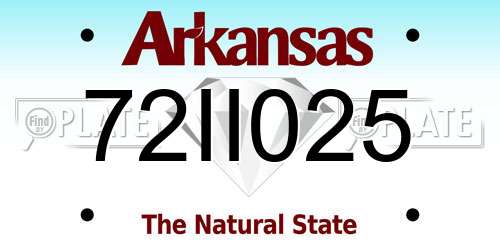 72II025 Arkansas License Plate