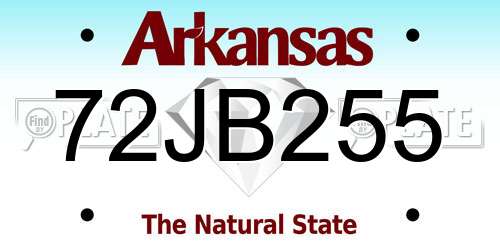 72JB255 Arkansas License Plate