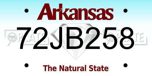 72JB258 Arkansas License Plate