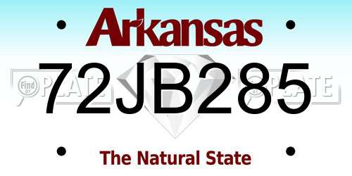 72JB285 Arkansas License Plate