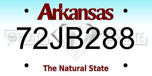 72JB288 Arkansas License Plate