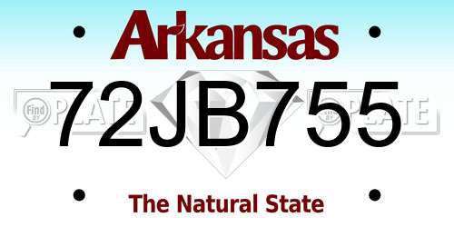 72JB755 Arkansas License Plate