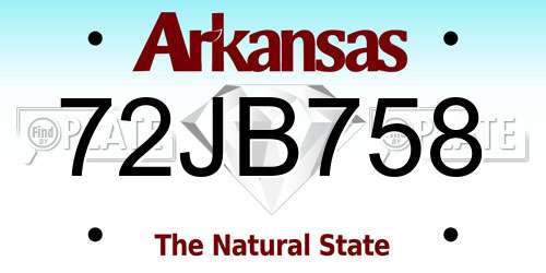 72JB758 Arkansas License Plate