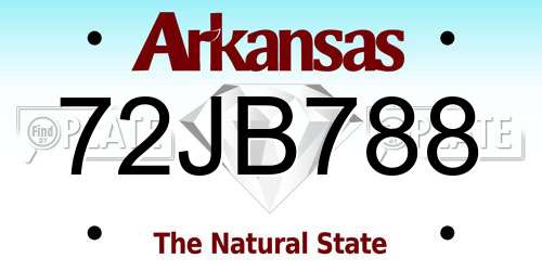 72JB788 Arkansas License Plate