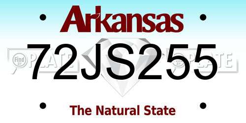 72JS255 Arkansas License Plate