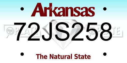 72JS258 Arkansas License Plate