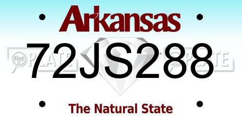 72JS288 Arkansas License Plate