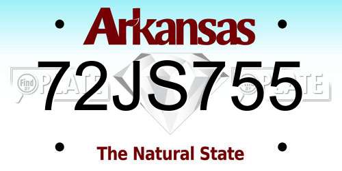 72JS755 Arkansas License Plate