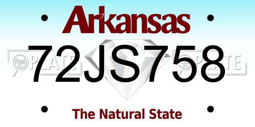 72JS758 Arkansas License Plate