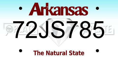 72JS785 Arkansas License Plate