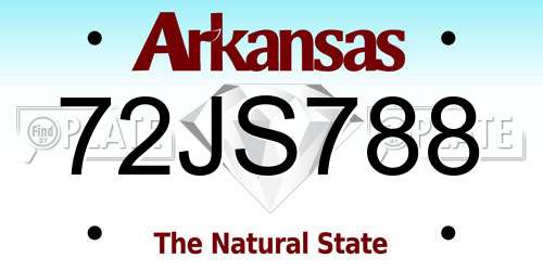 72JS788 Arkansas License Plate
