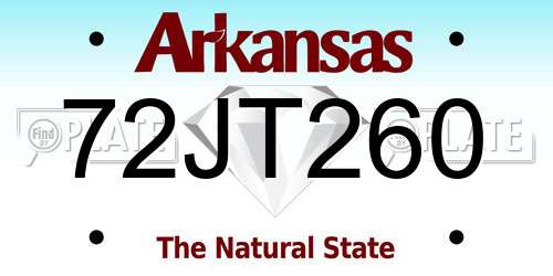 72JT260 Arkansas License Plate