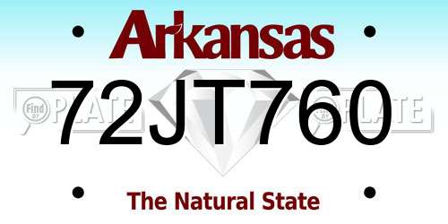 72JT760 Arkansas License Plate