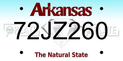 72JZ260 Arkansas License Plate