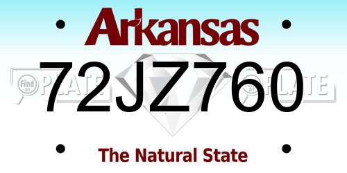 72JZ760 Arkansas License Plate