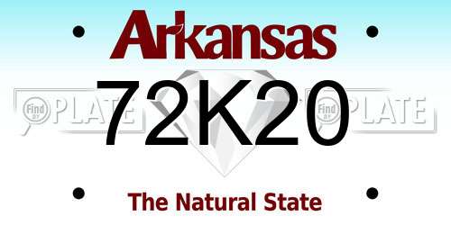 72K20 Arkansas License Plate