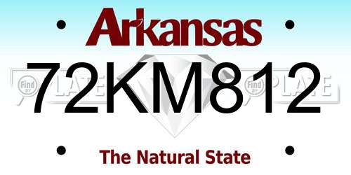 72KM812 Arkansas License Plate