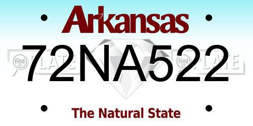 72NA522 Arkansas License Plate