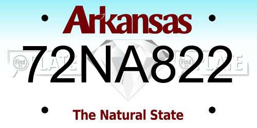 72NA822 Arkansas License Plate