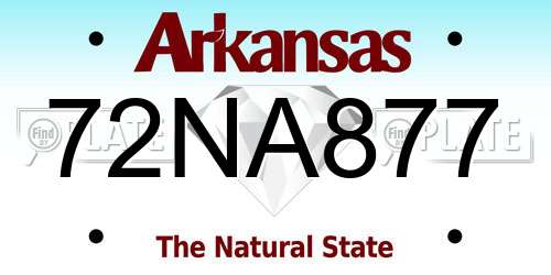 72NA877 Arkansas License Plate