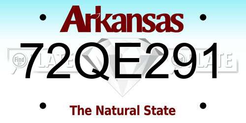 72QE291 Arkansas License Plate