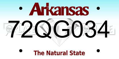 72QG034 Arkansas License Plate
