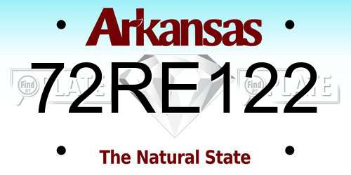 72RE122 Arkansas License Plate