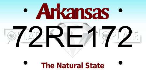 72RE172 Arkansas License Plate