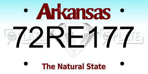 72RE177 Arkansas License Plate