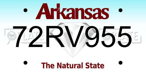 72RV955 Arkansas License Plate