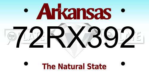 72RX392 Arkansas License Plate