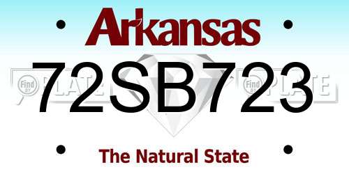 72SB723 Arkansas License Plate
