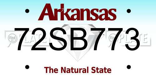 72SB773 Arkansas License Plate