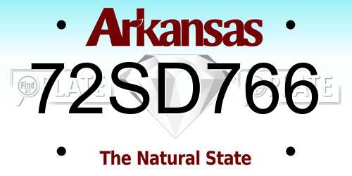 72SD766 Arkansas License Plate