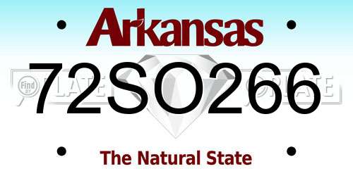 72SO266 Arkansas License Plate