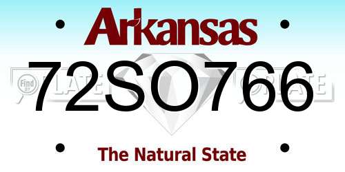 72SO766 Arkansas License Plate