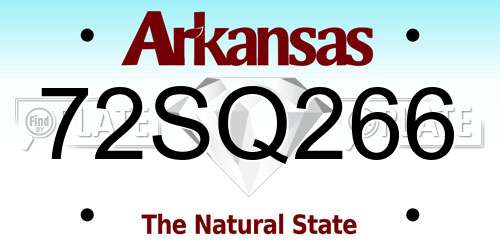72SQ266 Arkansas License Plate