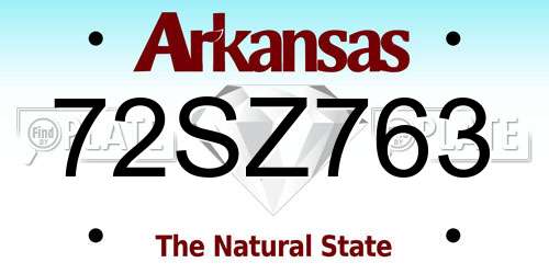 72SZ763 Arkansas License Plate