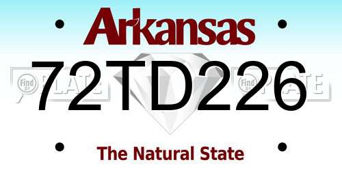 72TD226 Arkansas License Plate