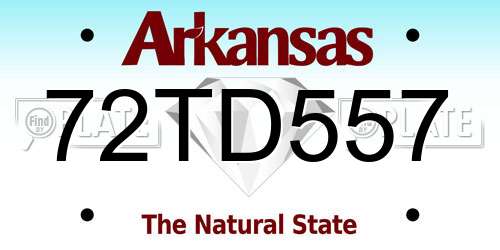 72TD557 Arkansas License Plate