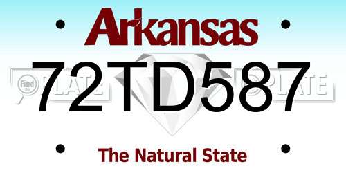 72TD587 Arkansas License Plate