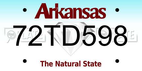 72TD598 Arkansas License Plate
