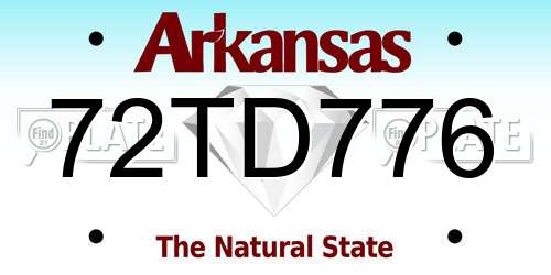 72TD776 Arkansas License Plate